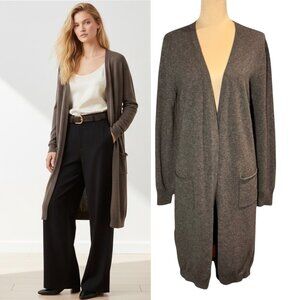 Cashmere Wool Cardigan Duster Coatigan Sz S Brown Old Money Longline Minimalist